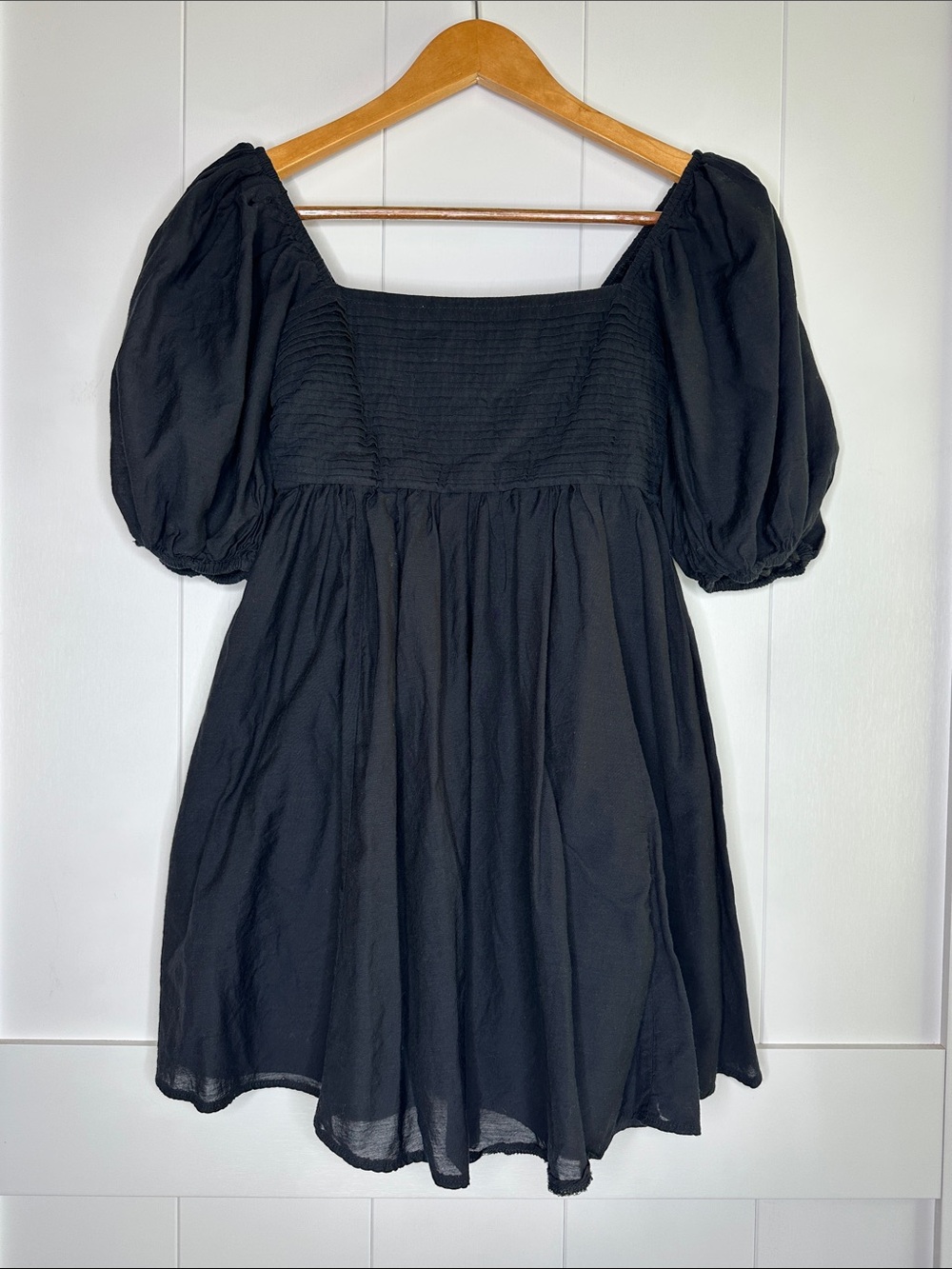 Abercrombie & Fitch Black Puff Sleeve Square Neck Mini Dress